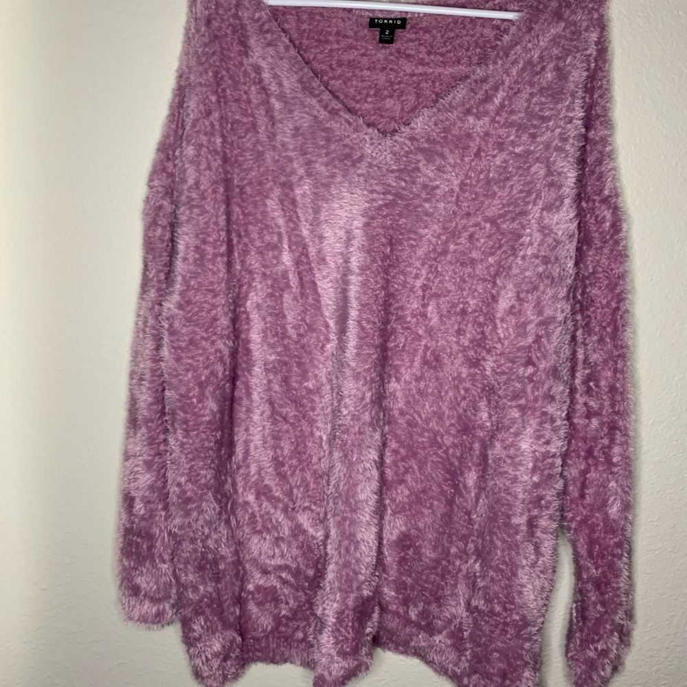 Fuzzy purple sweater